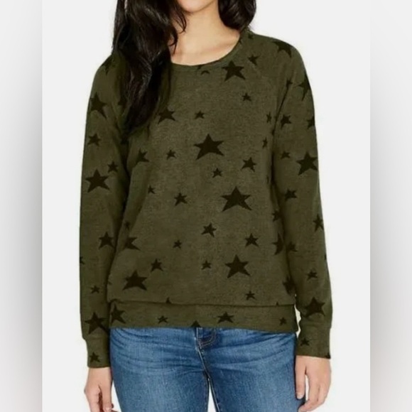 Buffalo David Britton olive green star cozy long sleeve top NWT Medium - Picture 1 of 1